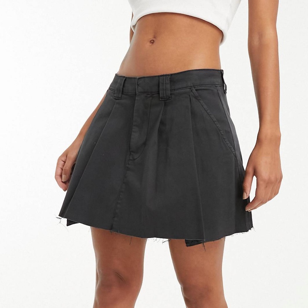 Asos design pleated mini skirt in washed black
